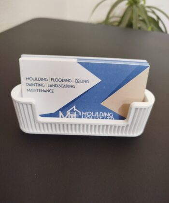 White Ribbed Business Card Holder